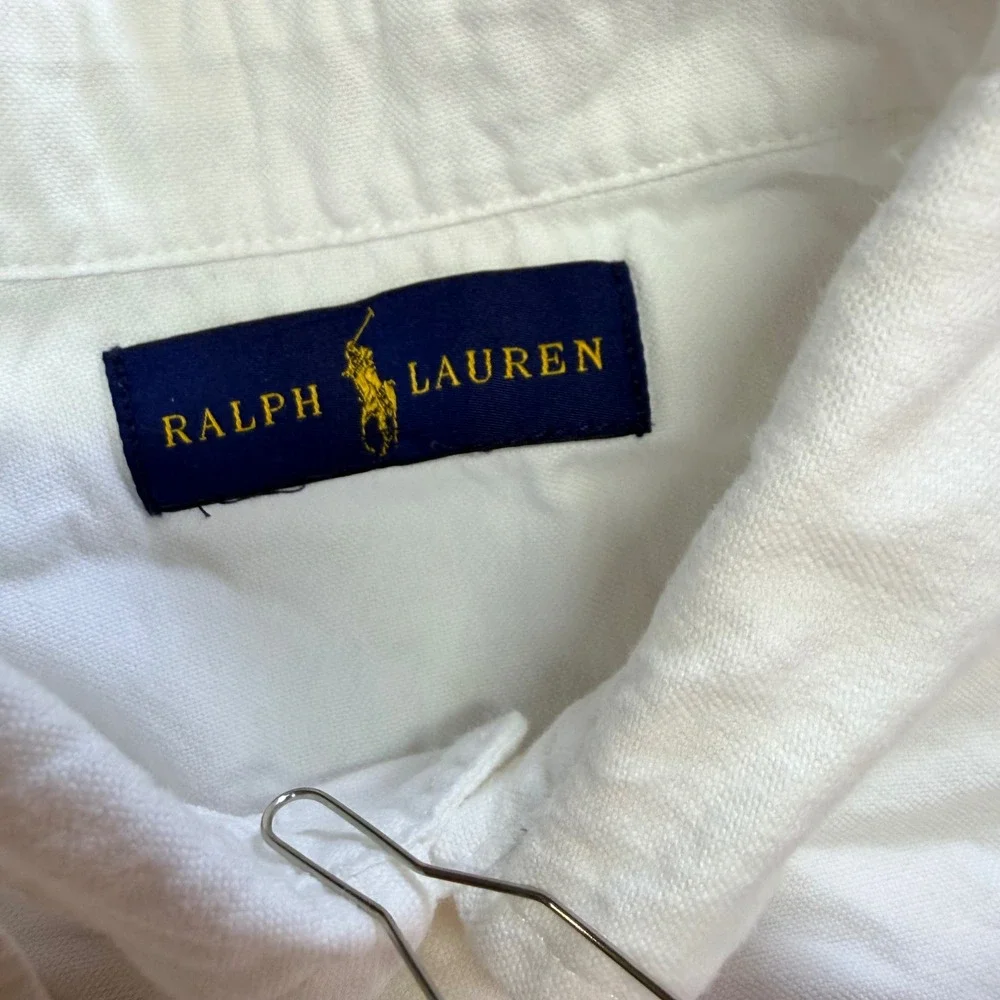 Ralph Lauren Button Down Kids White Oxford Cotton Classic Prep Shirt Long Sleeve